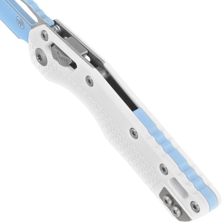 Nóż składany Microtech MSI S/E Ram-Lok White Tri-Grip Polymer, Sky Blue M390MK by Tony Marfione (210T-1PMCWH-Y7)