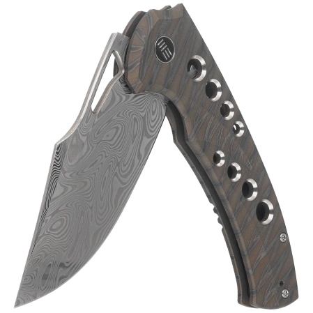 Nóż składany WeKnife Swiftfin Tiger Stripe Titanium, Damasteel Thor (WE23051-DS1)