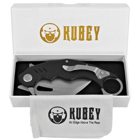 Kubey Wrath Knife Black G10, Beadblasted 14C26N by MUZI Design (KU261A)