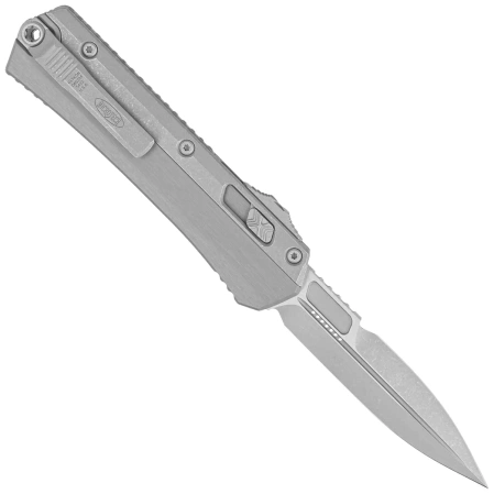 Microtech Glykon Bayonet OTF Knife Natural Clear Aluminim/Apocalyptic Titanium, Apocalyptic M390 by Tony and Sean Marfione (184-10APNC)