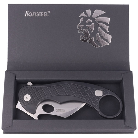LionSteel L.E.One Knife Black Aluminum, Stonewashed MagnaCut by Emerson Design (LE1 A BS)