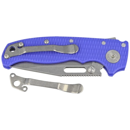 Demko AD20.5 Clip Point Knife Blue #2 G10, Stonewashed CPM 20CV by Andrew Demko (205-20CV-BLG10-CP)