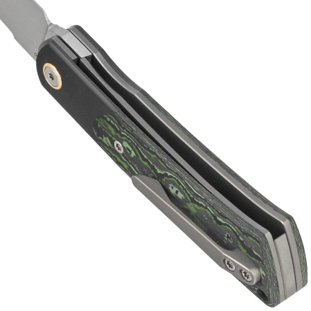Nóż składany Reate Tribute Titanium/Zirconium/Jungle Wear Fat Carbon, Hand Satin M390 (TBT.CJW.SAT)