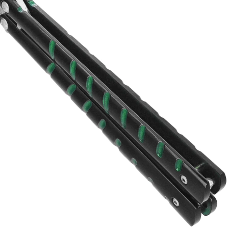 Third Decor Habitat Balisong Black/Green Stainless Steel, Satin Butterfly Knife (16071V)
