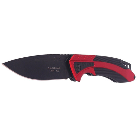 Nóż składany Herbertz Solingen Black / Red Aluminium, Black Blade (576812)