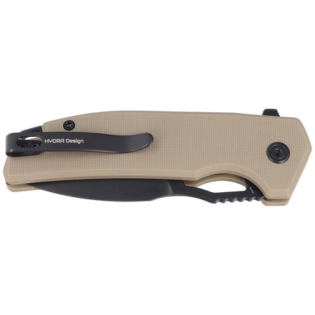 Kubey Knife RDF Tan G10, Blackwash AUS-10 by HYDRA Design (KU316F)