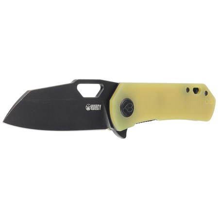 Nóż składany Kubey Knife Duroc Translucent Yellow G10, Black Stonewashed AUS-10 by Colin Maisonpierre (KU332H)