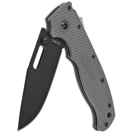 Demko AD20.5 Clip Point Knife Grey Grivory, Black DLC D2 by Andrew Demko (205-D2-CP-DLC)