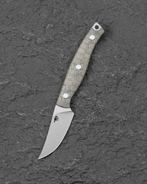 Bestech Heidiblacksmith #3 Upswept Green Canvas Micarta, Satin 14C28N by Heidi (BFK08C)