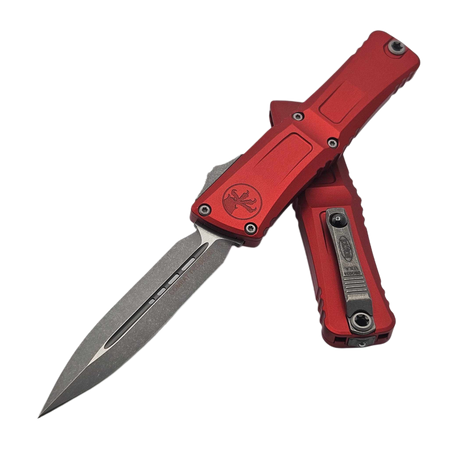 Nóż automatyczny OTF Microtech Combat Troodon Gen III D/E Red Aluminium, Apocalyptic M390MK by Tony Marfione (1142-10APRD)