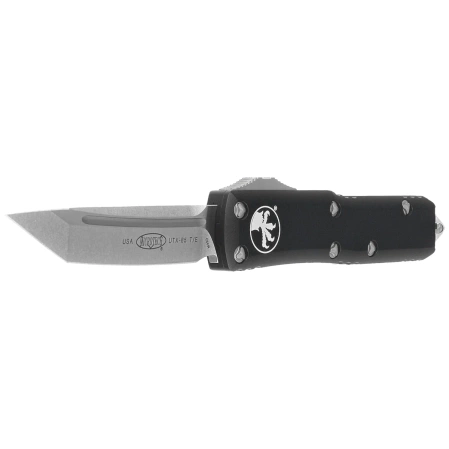 Microtech UTX-85 T/E Black Aluminum OTF Knife, Stonewashed M390 (233-10)
