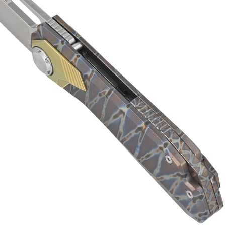 Nóż składany Remette RT-Peregrine Falcon Tiger Stripe/Gold Titanium, Hand Grinding Pearlescent M390 (RTT1-C)