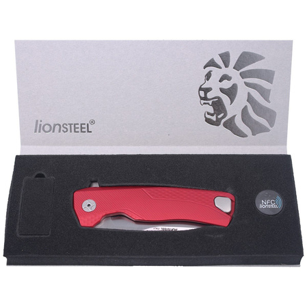 LionSteel ROK Knife Red Aluminum, Satin M390 by Molletta (ROK A RS)