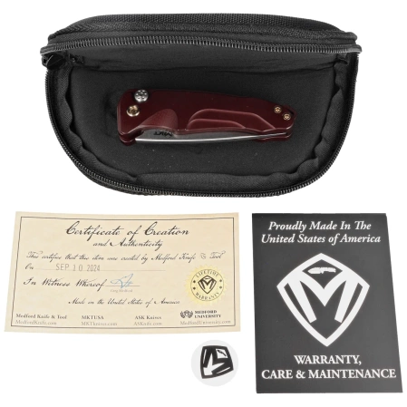 Nóż automatyczny Medford Smooth Criminal Auto Red Aluminium, Bronze HW/Clip, Tumbled S45VN by Greg Medford (MKA0394TQ-41AR-T1C1-Q4)