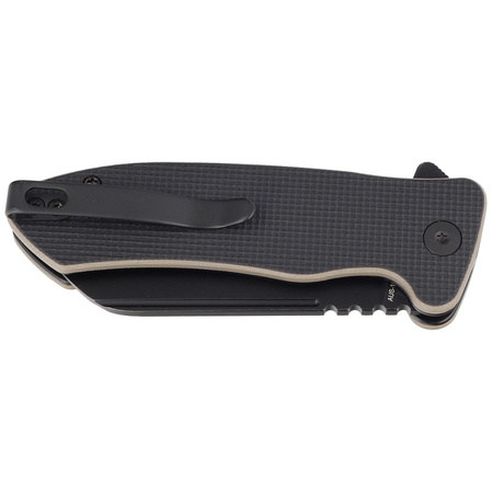Kubey Creon Knife Black/Tan G10, Blackwashed AUS-10 (KU336F)