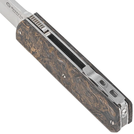 Nóż składany Maserin 410 Silver Black/Gold FatCarbon, Satin Elmax by Bruno Bruna (410/G)