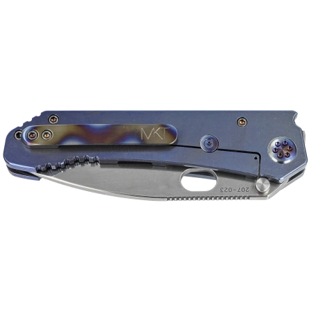 Nóż składany Medford 187 DP Blue Titanium, Flamed HW/Clip, Tumbled D2 by Greg Medford