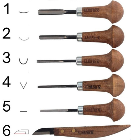 Set of chisels, carving knives Narex Profi 6 pcs (868500)