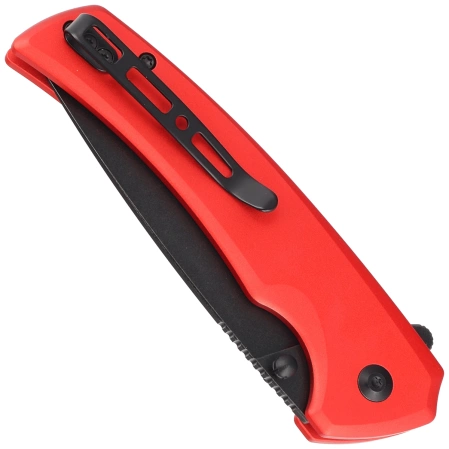 Sencut Serene Red Aluminium, Black Stonewashed D2 knife (S21022B-2)