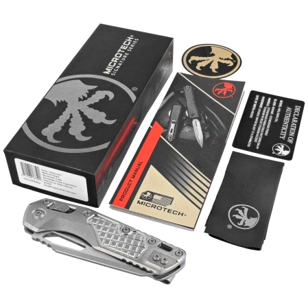 Microtech MSI S/E Ram-Lok Knife Marfione Select Frag Titanium, Blue HW, Stonewashed M390MK by Tony Marfione (210-10FRMS2)