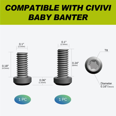 Civivi Black Titanium clip and screw set for Civivi Baby Banter (T003B)