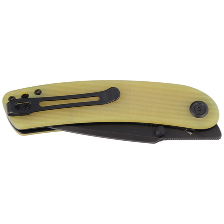 Kubey Knife Momentum Yellow G10, Dark Stonewashed AUS-10 by Sherif Manganas (KU344F)