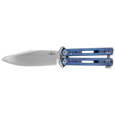 Nóż motylkowy Third Decor Habitat Balisong Blue Titanium Stainless Steel, Satin 420 (K2920A)