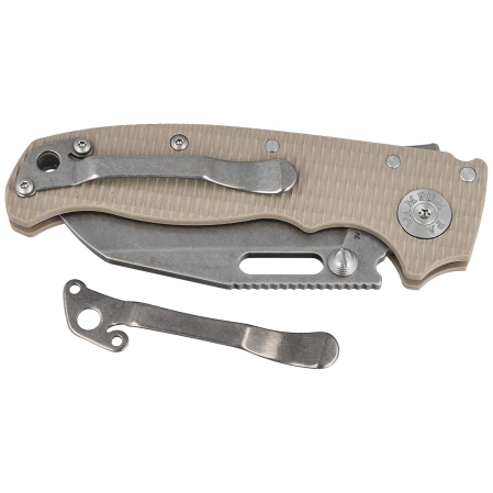 Demko AD20.5 Shark Foot Knife Coyote Tan G10, Stonewashed CPM 3V by Andrew Demko (205-3V-SFCT)