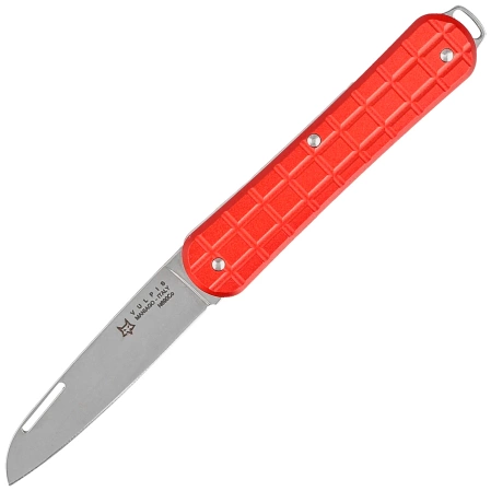Fox Vulpis Grenade Pattern Red Aluminum Knife, Polished N690Co (FX-VPGP130 RD)