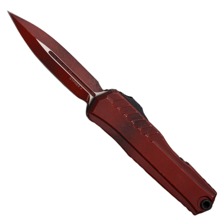 Microtech Cypher II D/E OTF Knife Weathered Crimson Aluminum, Weathered Crimson M390MK by Deryk Munroe i Tony Marfione (1242-1WCM)