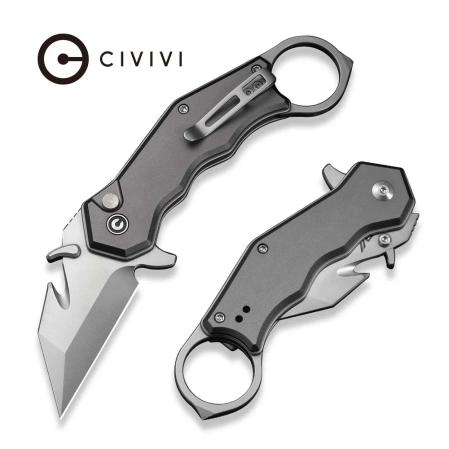 Nóż składany karambit Civivi Amaroq Gray Aluminium, Satin Nitro-V by Tony Sentmanat (C24018-1)