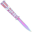 Third Decor Habitat Balisong Rainbow Stainless Steel, Rainbow 420 Butterfly Knife (K2450)
