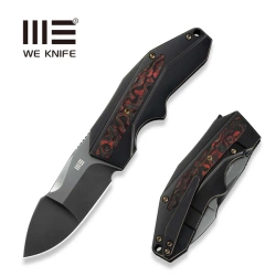 Nóż składany WeKnife Coral SLT Black Titanium/Lava Flow Fat Carbon, Polished Gray CPM 20CV by Gustavo T. Cecchini (WE24044-3)