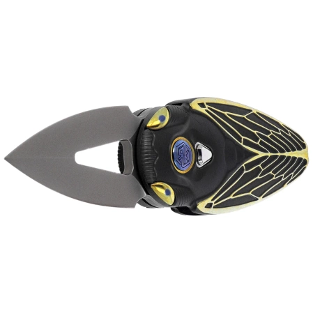 Rike Knife RK Cicada-DG Dark Gray / Gold Titanium, Bead Blasted M390
