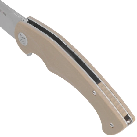 Kubey Scimitar Knife Tan G10, Beadblasted 14C28N (KU173M)