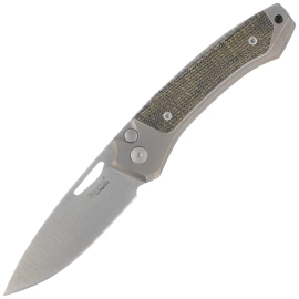 Nóż składany LionSteel Twain Gray Titanium / Green Canvas Micarta, Satin MagnaCut by Gianni Pauletta (TW GY CVG)